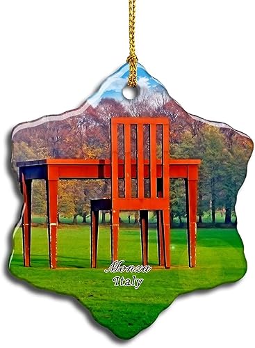 Italy Royal Palace Monza Decorative Hanging Ornaments for Christmas Tree Double-Sided Snowflake Ceramic Xmas Home Party Holiday Decorating Supplies