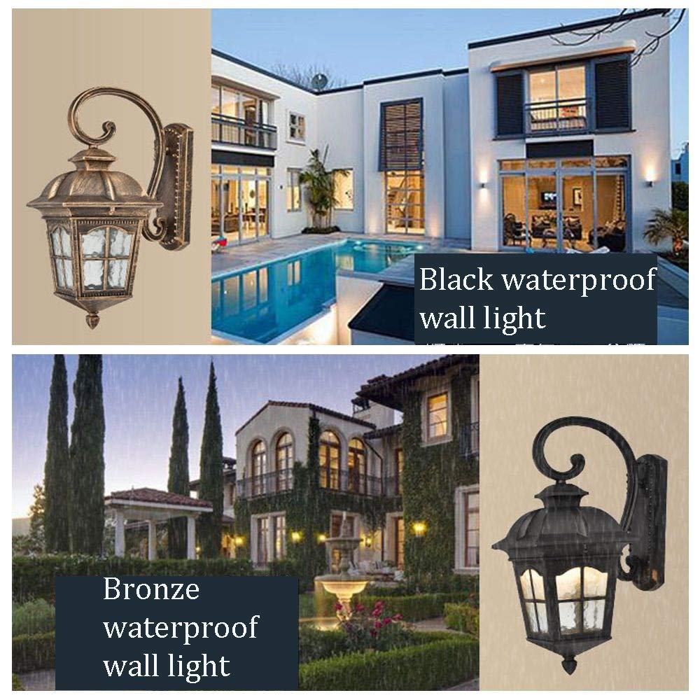 Kinkiet Victoria Outdoor Wodoodporny aluminiowy kinkiet Patio Oświetlenie ogrodowe Balkon Korytarz Alejka Szklana lampa ścienna E27 Do wewnątrz i na zewnątrz - Mosiądz (czarny)