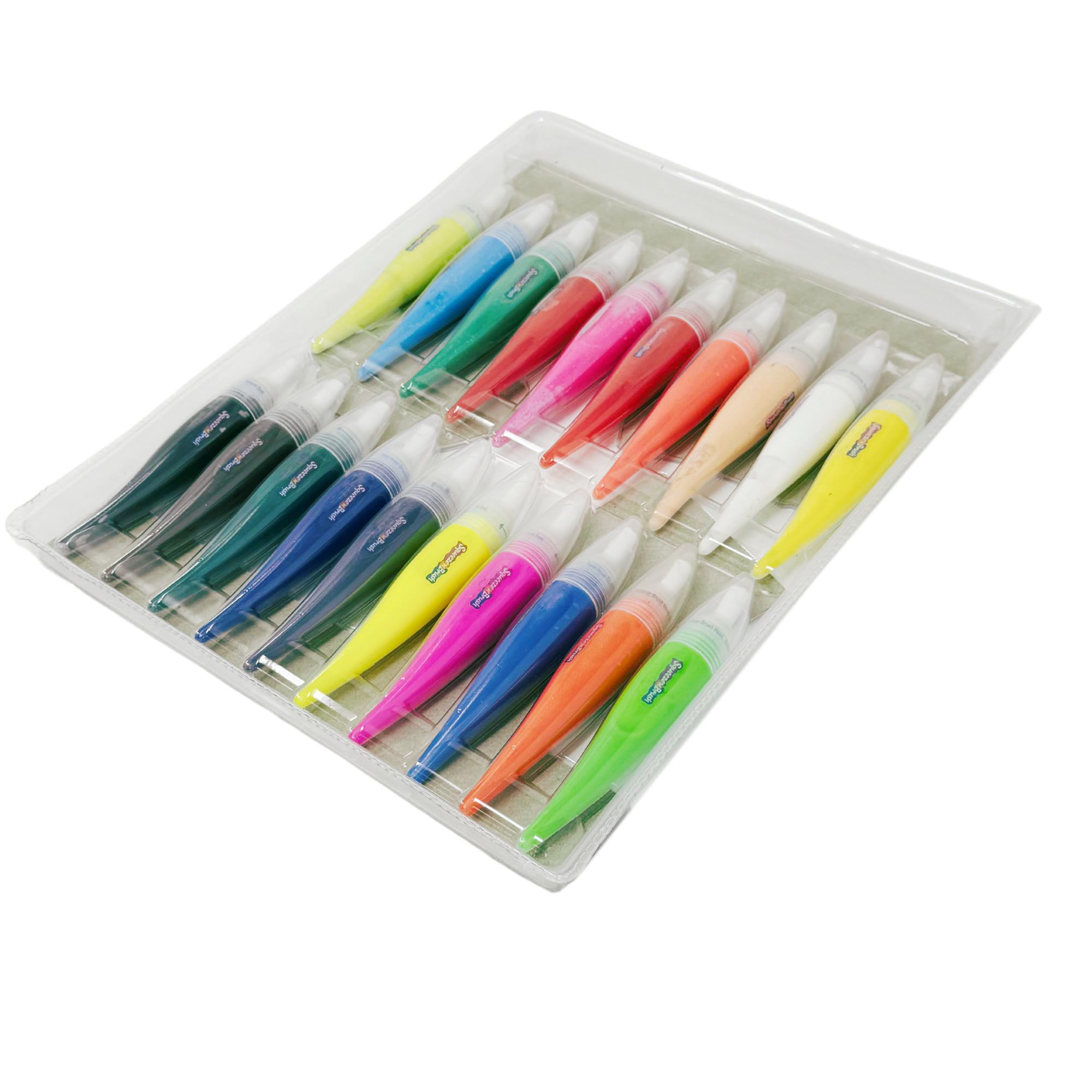 Squeeze 'N Brush Lot de 20 peintures lavables à pointe pinceau pour enfants - Pinceaux compressibles pour tout-petits et adolescents (mélange de couleurs)