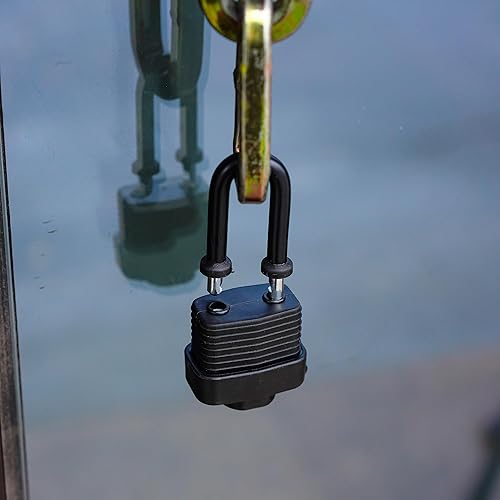 Miniatura 9 de Candado de acero laminado resistente al agua de 1.575 pulgadas con llaves para uso en exteriores e interiores (paquete de 6)