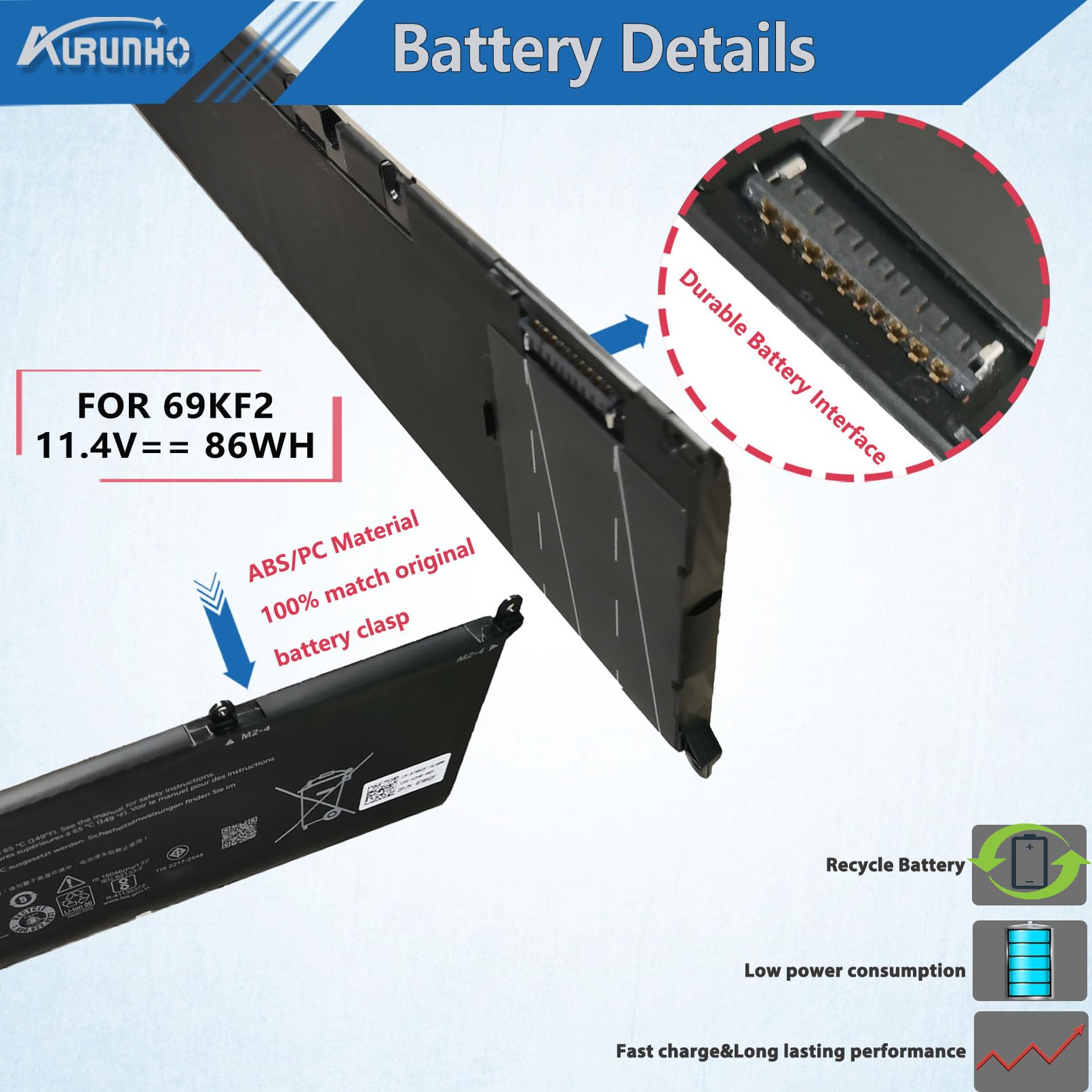 Amazon.com: 69KF2 86Wh Laptop Battery Replacement for Dell XPS 15