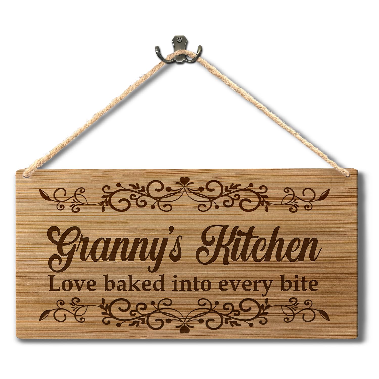 Granny's Kitchen Wooden Wall Hanging Sign - Grandma-Inspired Kitchen Decor for Dining Rooms, from Grandkids to Granny, 12X6 Inch