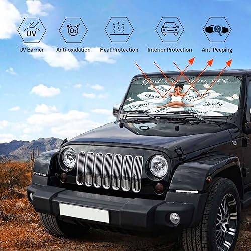 Miniatura 6 de Parasol para parabrisas African American gracioso, parabrisas negro para mujeres, parasol plegable para coche, camión, SUV, 30"x55"