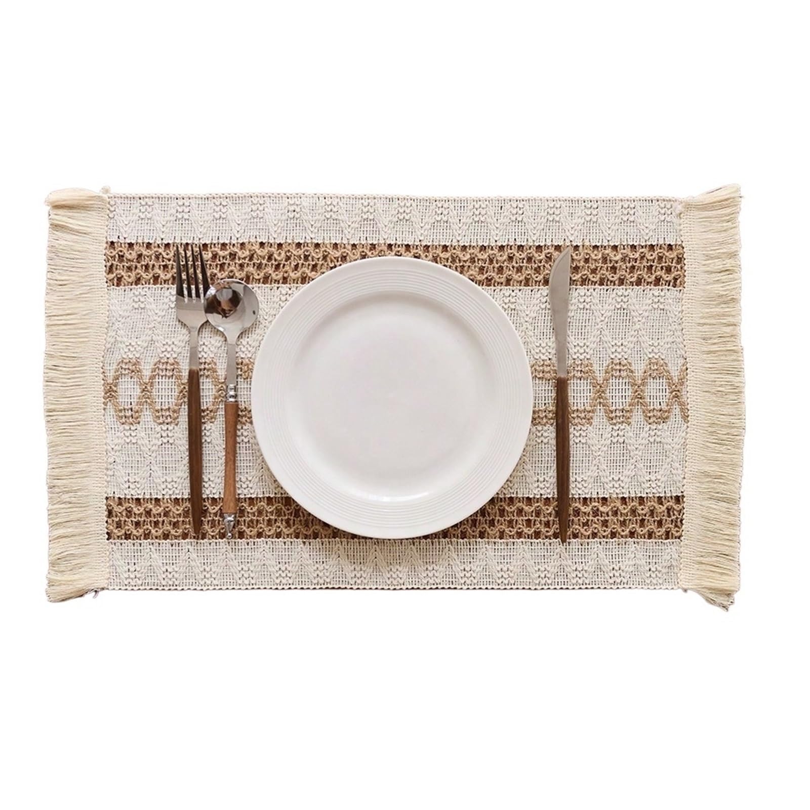 Set de table tissé main 30x50cm en lot de 6 napperons réversibles pour table à manger