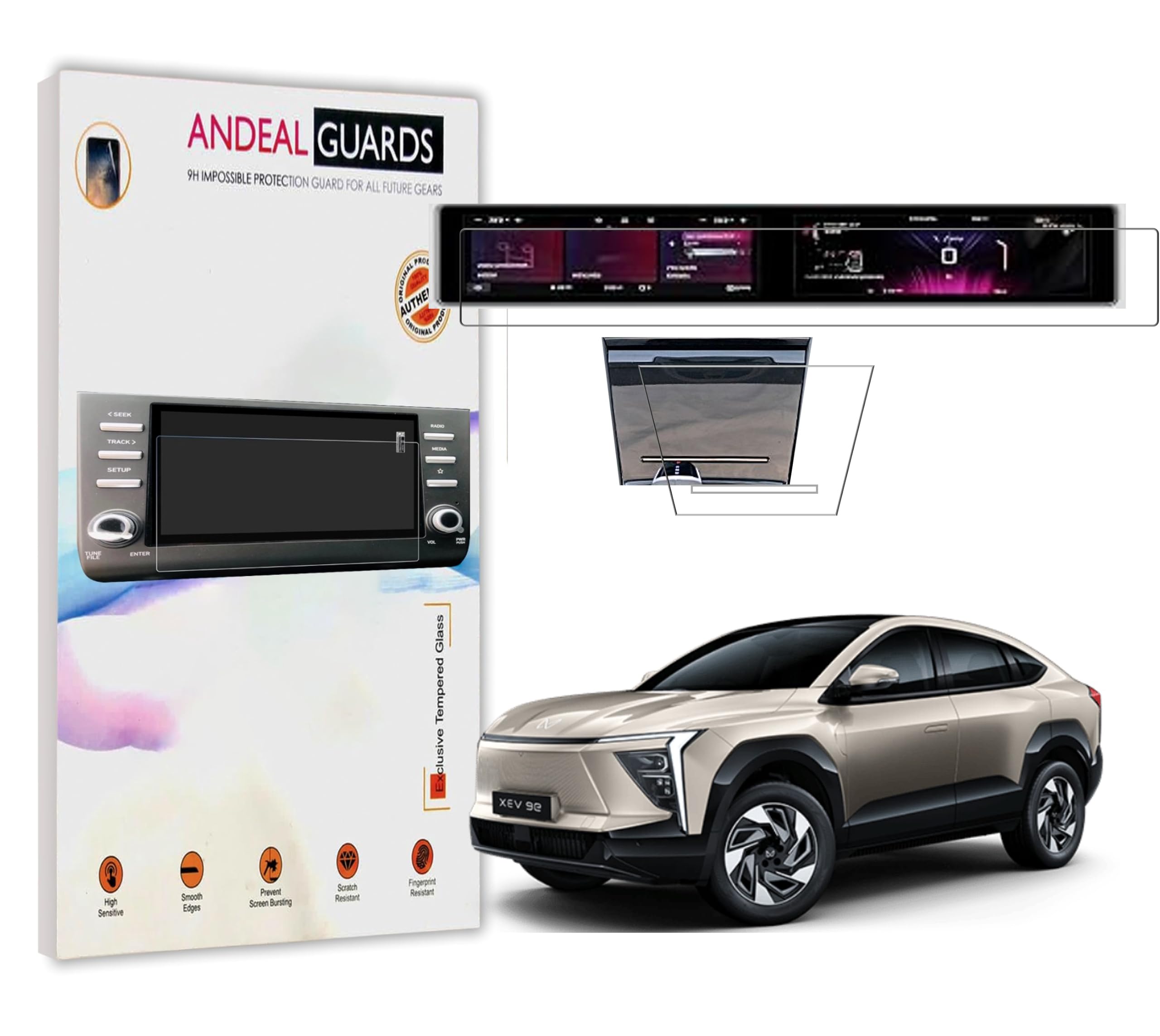 andeal touch screen protector for mahindra xev 9e 2026 electric suv -12.3 inch digital instrument cluster & storage panel [not tempered glass]