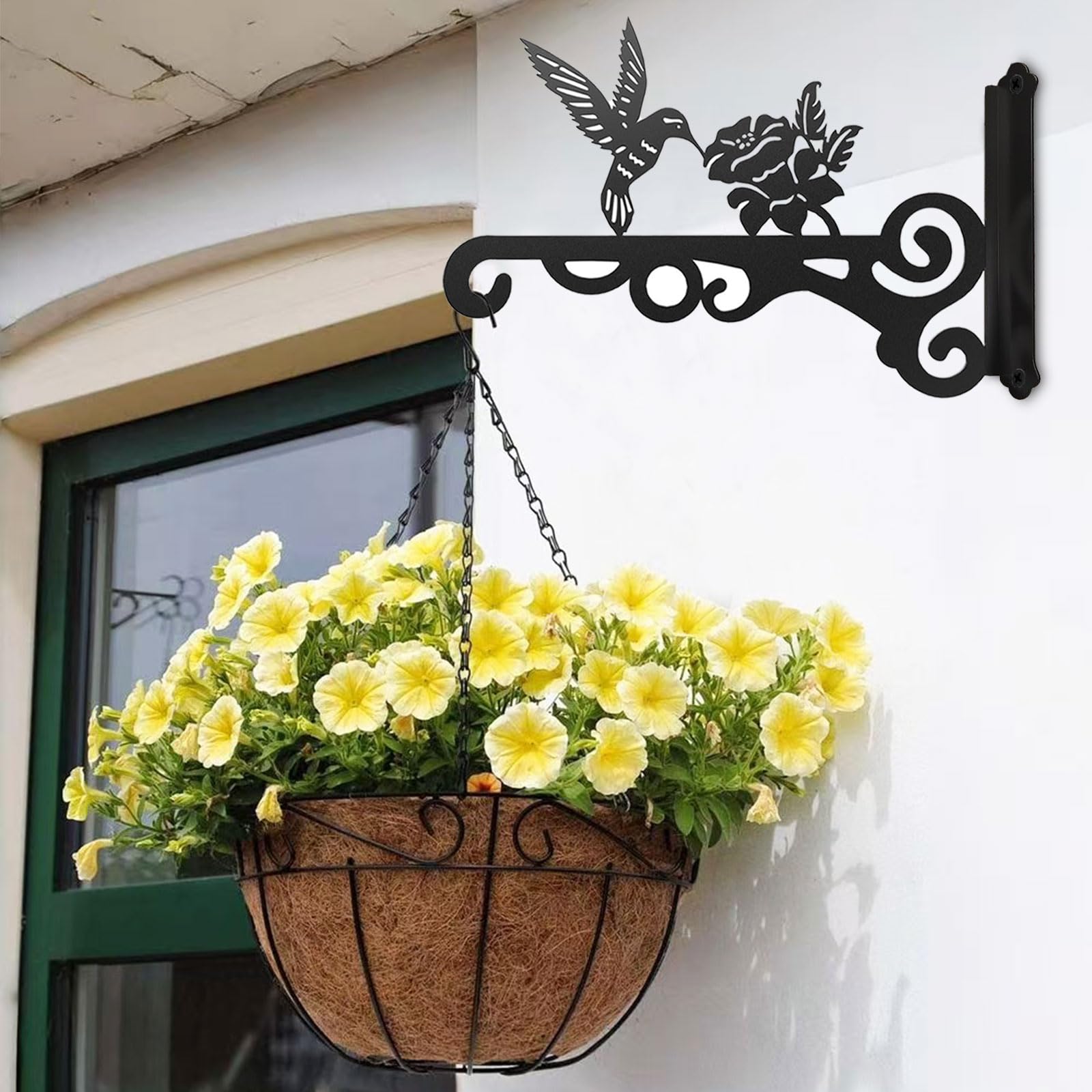 2 Piezas Ganchos de Pared para Macetas Colgantes, 25 cm Soporte para Plantas, Gancho para Macetas con Tornillos, Soporte para Macetas Colgantes Exterior para Colgar Plantas Linterna Cesta