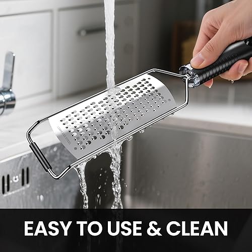 Miniatura 6 de Rallador de queso con mano, ralladores gruesos para cocina, 12 pulgadas, negro