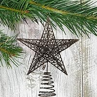 Vista 7 de BinaryABC Estrella para árbol de Navidad, adornos brillantes para decoración del árbol de Navidad, 7.9 in (negro)