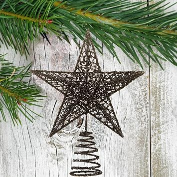 BinaryABC Iron Christmas Tree Star Topper,20cm Glittering Tree Topper
