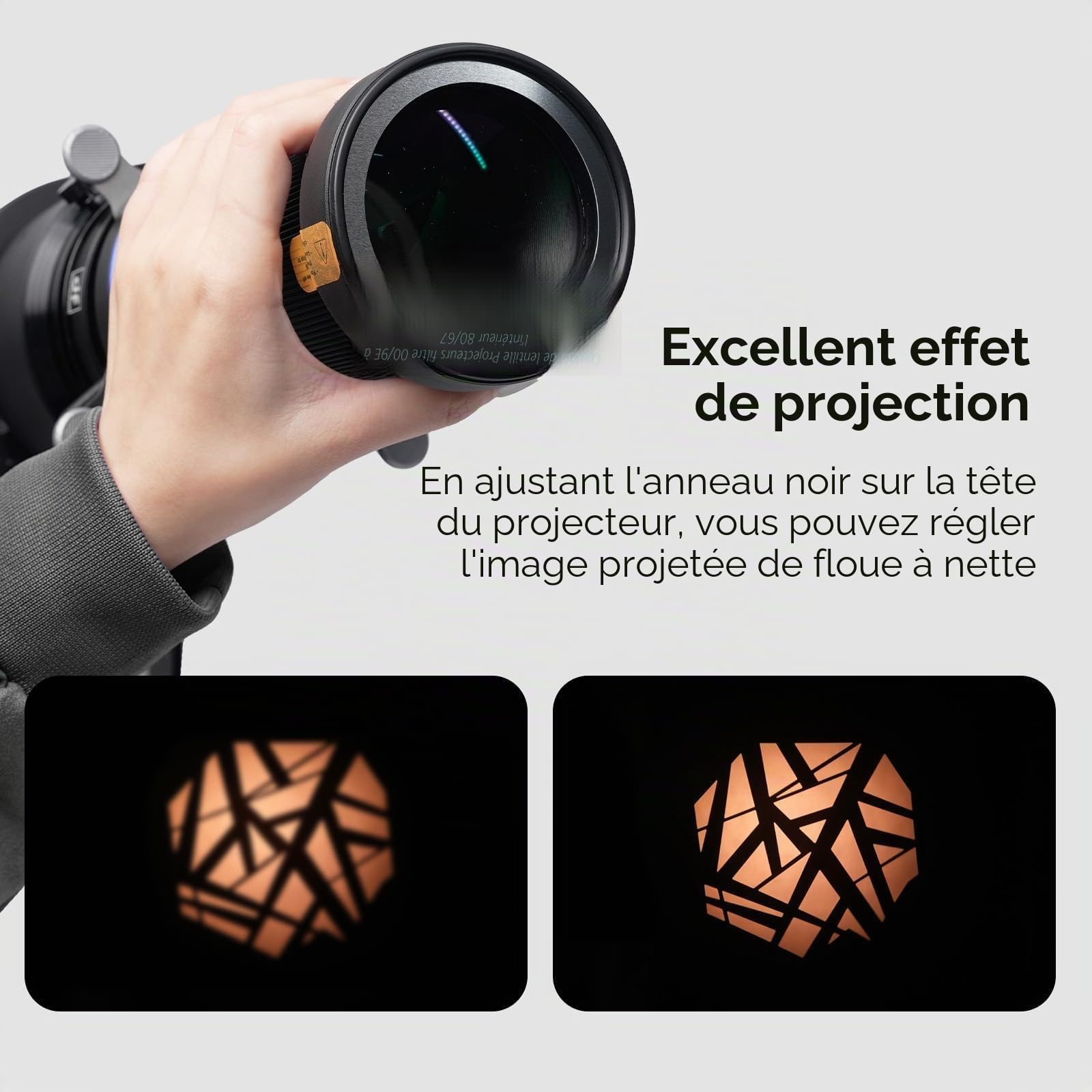 Projecteur de gobos Bowens Mount Snoot avec Volets à 4 Lames, 30 gobos et 5 filtres de Couleur, Compatible avec Aputure Amaran 60D/100D/150C/300C/Storm 400X, Godox SL60, etc. (Max Extend)