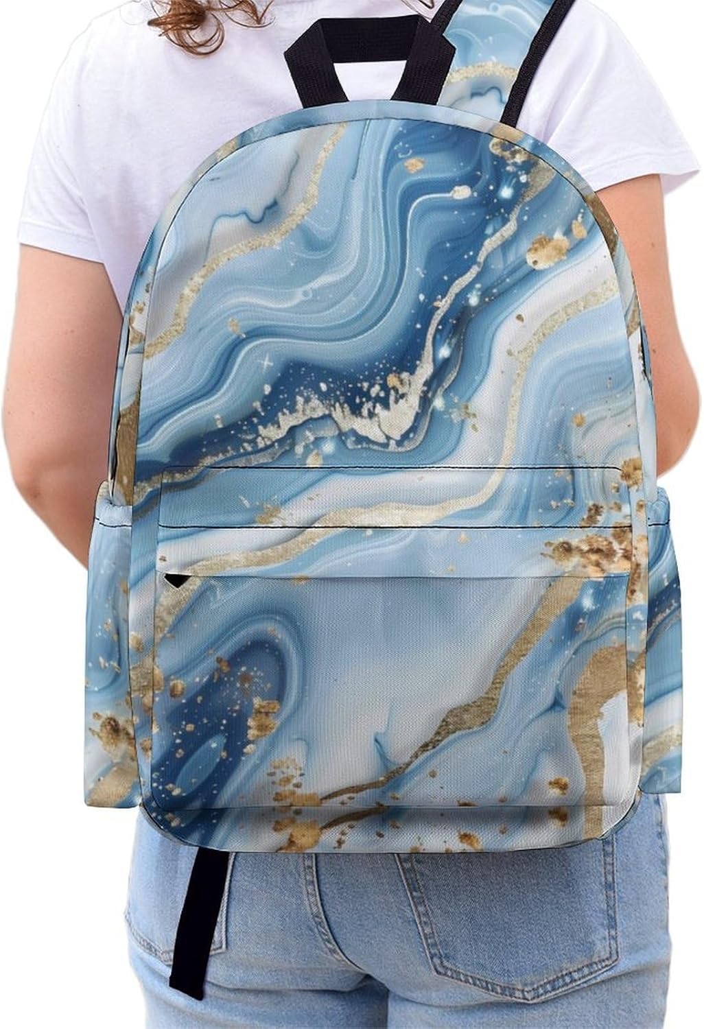 Abstract Marble Texture Funny Backpack Daily Casual Daypack Travel Mini Bag with Adjustable Strap Style-12