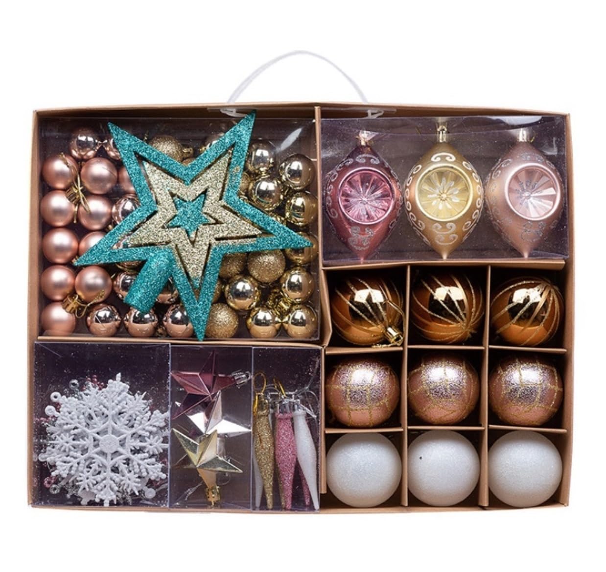 Decoracion Bolas De Navidad 68 Uds Adornos De Bolas Árbol Navidad con Estrellas Decoraciones Navideñas para Fiesta Vacaciones Adornos Colgantes(A)