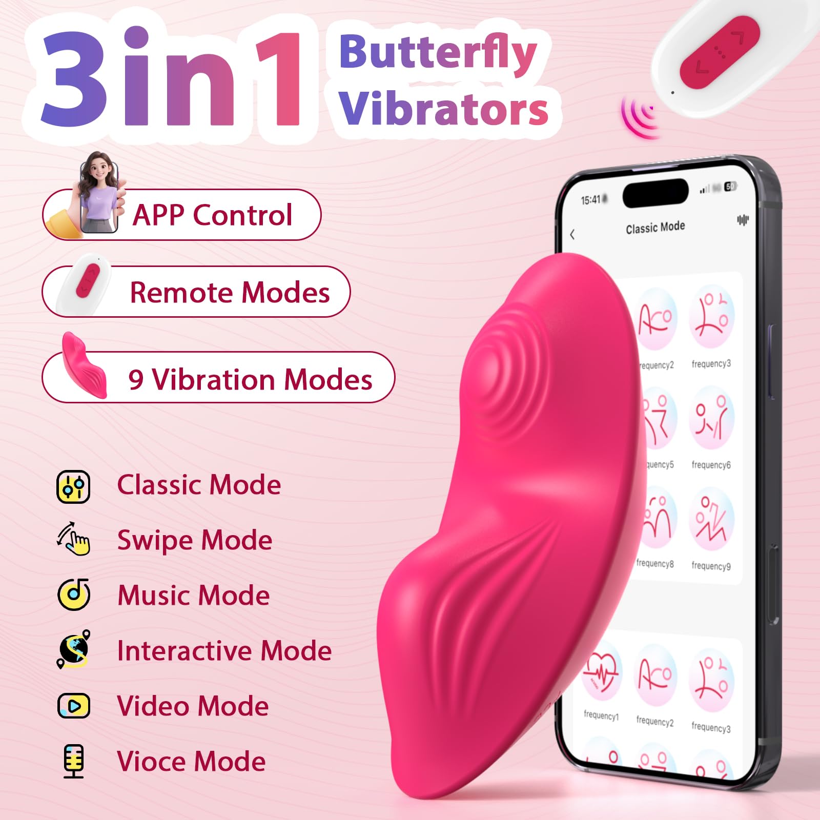 Amazon.com: App Remote Control Wearable Panty Clitoral Vibrators, G Spot Butterfly  Vibrators with 9 Vibration Massager, Waterproof Magnetic Charging Sex Toys  for Women or Couples (Rose) : Health & Household