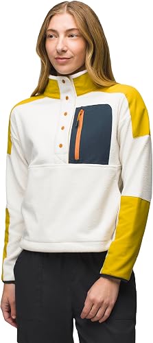 prAna Womens Peak Snap Up Fleece Canvas/Golden Leaf Large