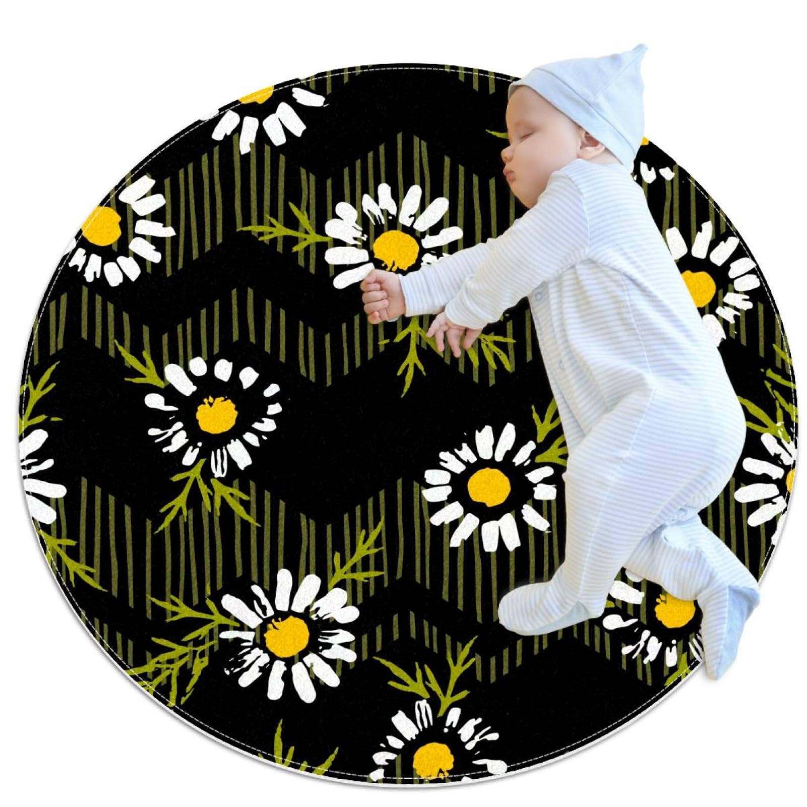 Tapis de salle de bain motif floral camomille tapis chambre enfant 1m