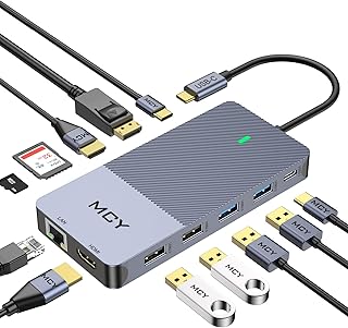 Docking Station, MCY 12-in-1 Triple Display USB C Docking Station Dual Monitor USB C Hub Displayport with Dual HDMI,100W PD, Ethernet, Card Reader Compatible with MacBook Pro, XPS, Dell, USB C Dock