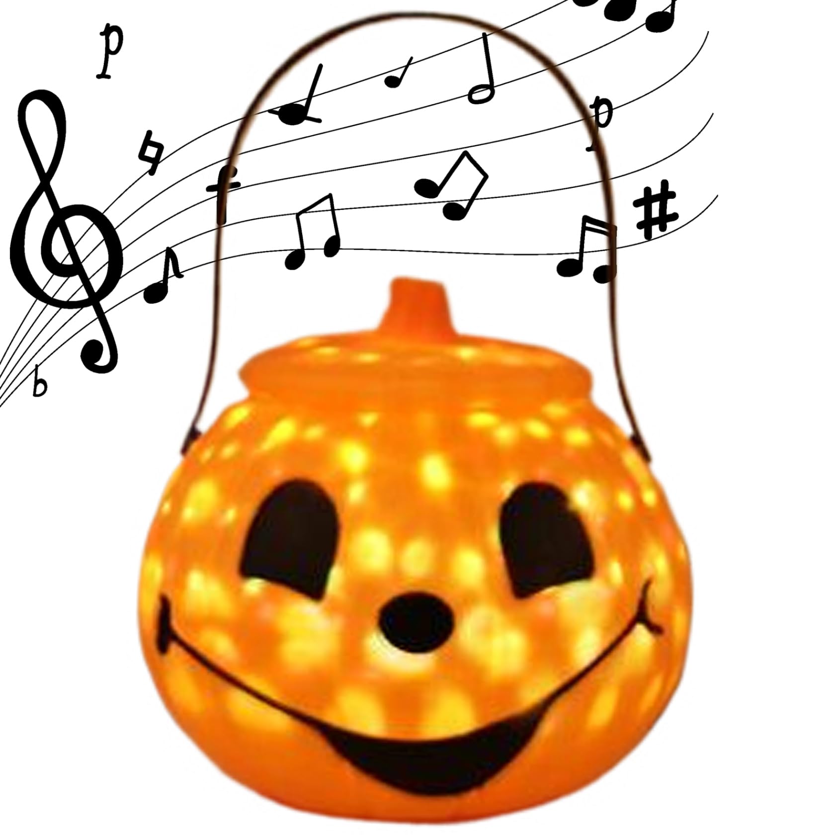 Seau citrouille Halloween modèle 2 avec poignée et couvercle
