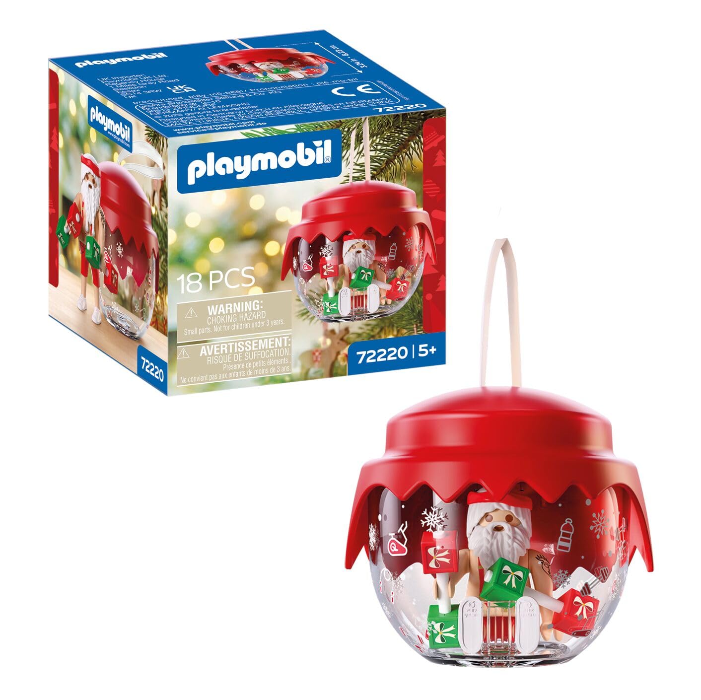 Playmobil | Christmas | Christmas Bauble: Weightlifter | Festive bauble with weightlifting Santa Claus and dumbbells | For children aged 4 and up | 72220