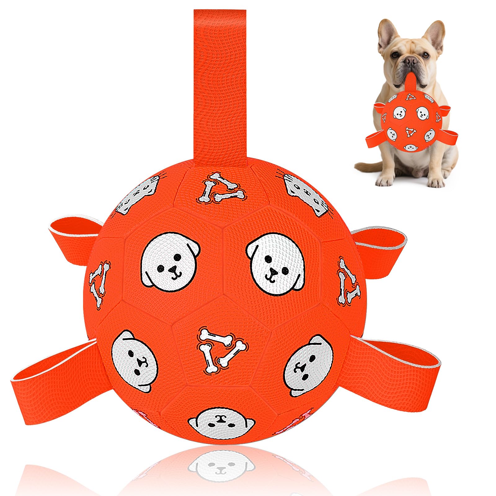 Dog Soccer Ball Durable Dog Soccer Ball with Straps Outdoor Puppy Toys for Small Medium Dogs 6 Inch
