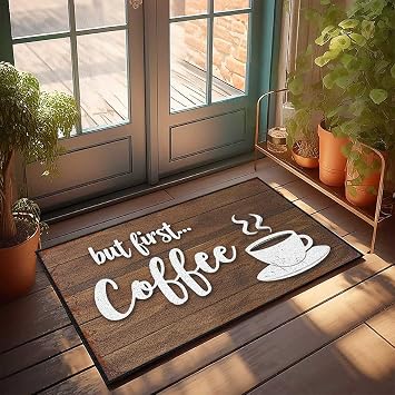 BDIS Funny Bathroom Mat Morning Ritual: But First, Coffee! Doormat Welcome Mat for Classroom Desk Accessories for Men(40X60CM)