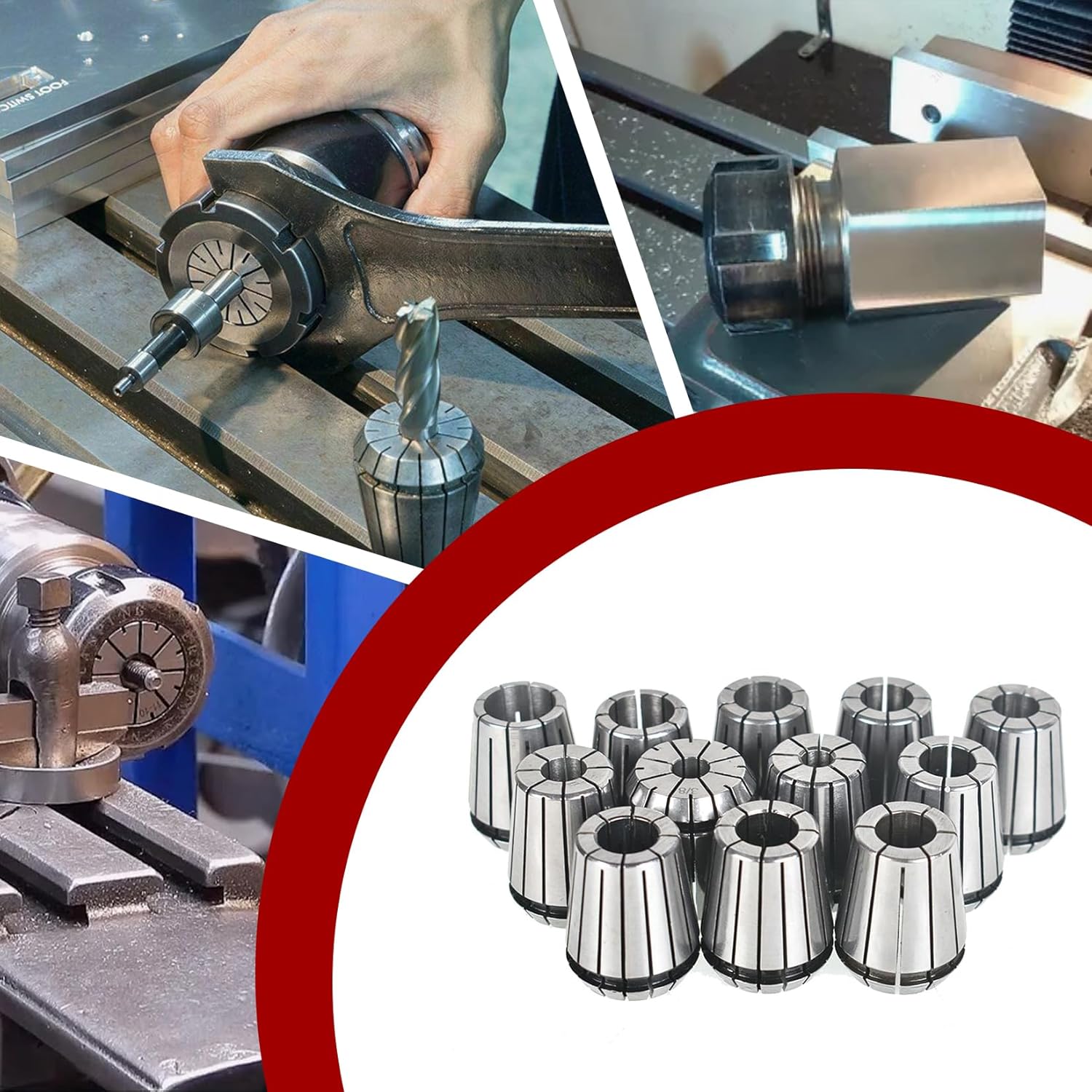 findmall Super Accuracy 12 Pcs 1/8"-3/4" ER32 ER-32 Collets Set With 9/16 5/8 11/16