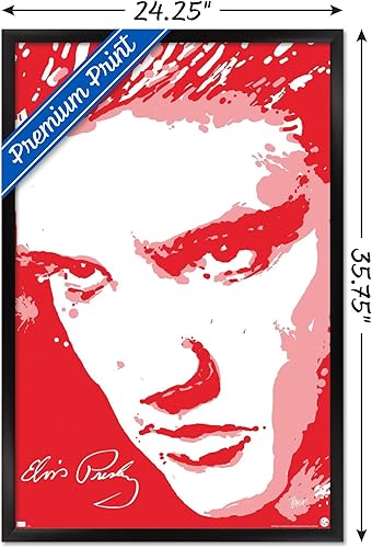 Miniatura 3 de Trends International Elvis Presley - Póster de pared rojo, 22.37 x 34.00 pulgadas, versión enmarcada en negro