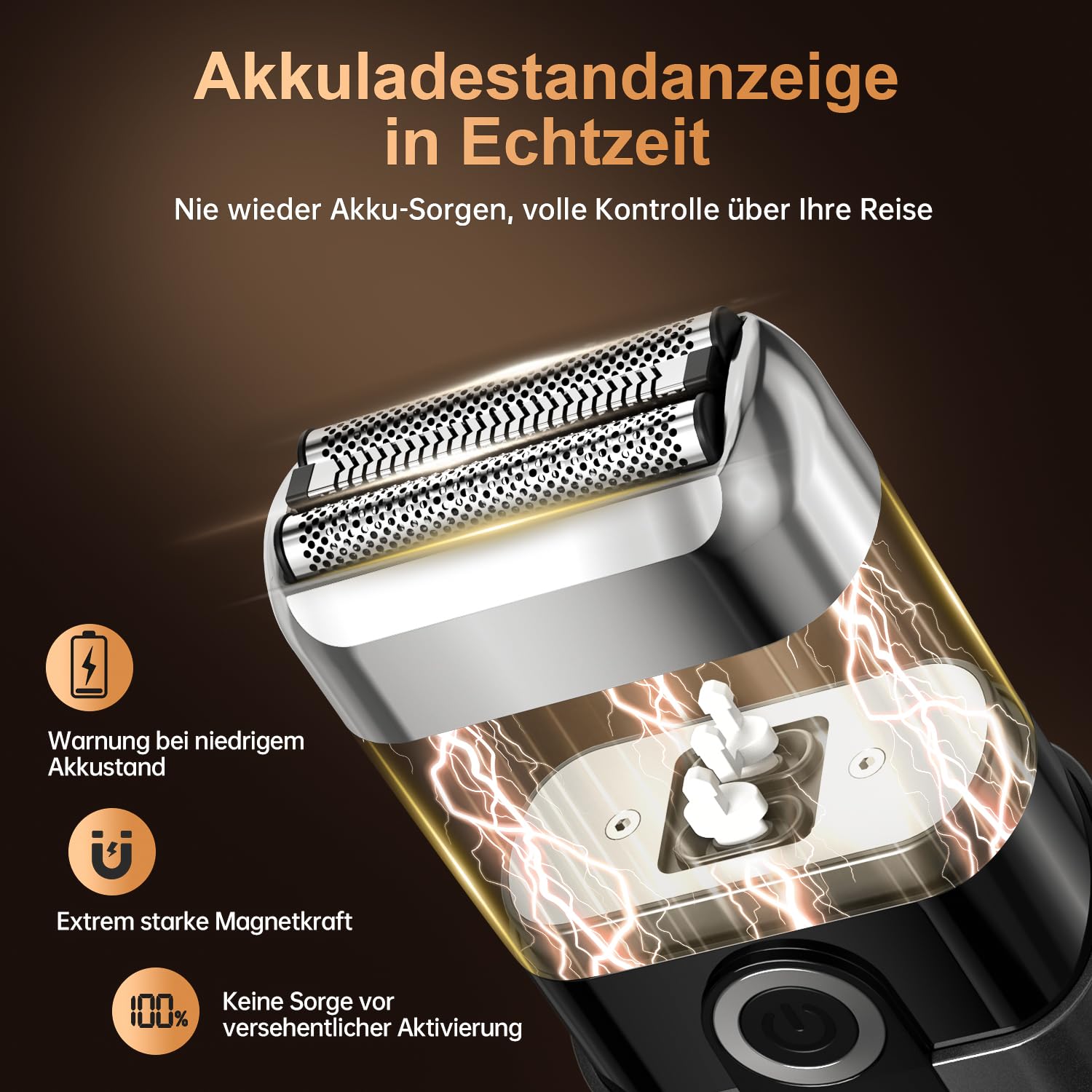 Elektrisch Folienrasierer Herren, Tragbarer USB Mini Rasierer mit LED-Display, Elektrischer Foil Shaver, Mini Rasierer Herren Elektrisch für Gesicht,Bart und Reisen, Schwarz