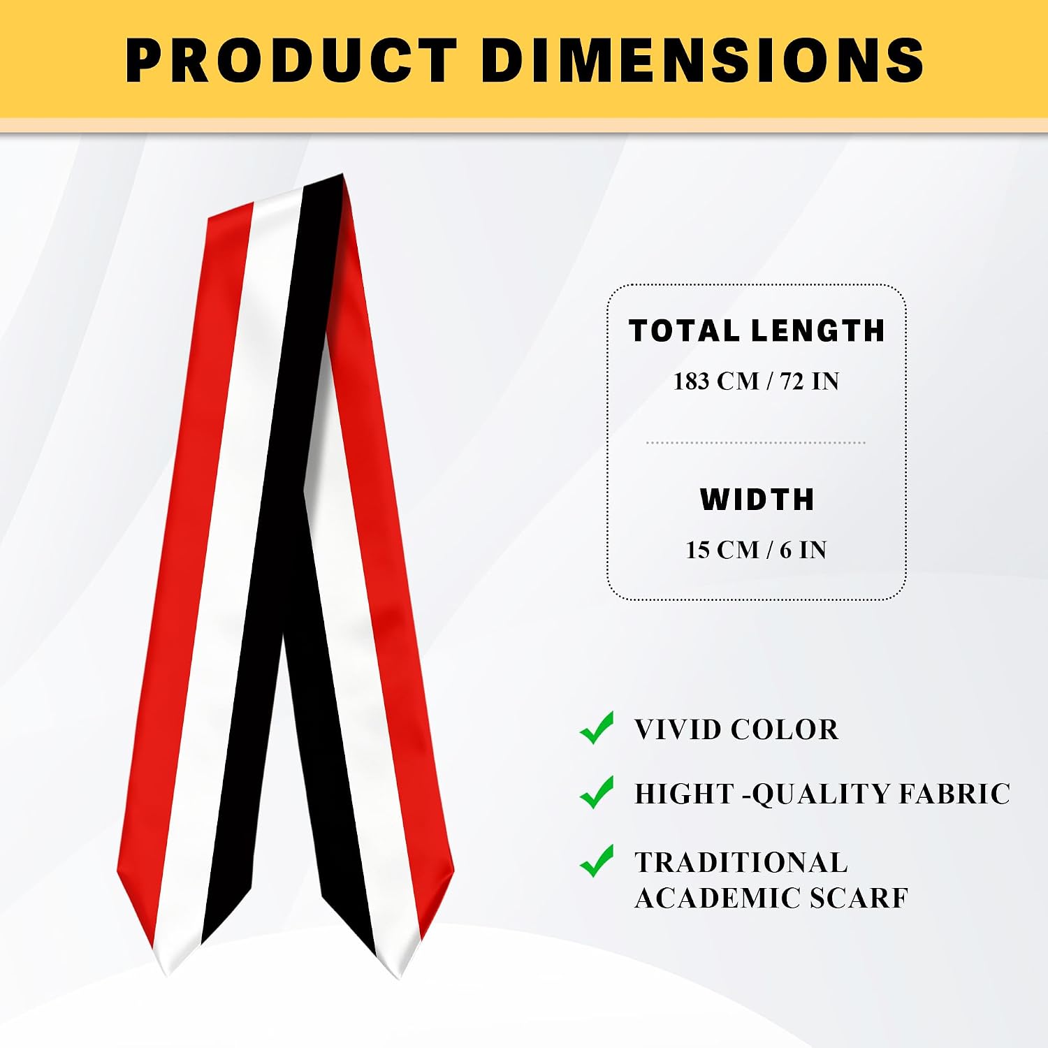 Yemen Flag Graduation Stole Graduation Sash Scarf for International Student Abroad Adult Unisex