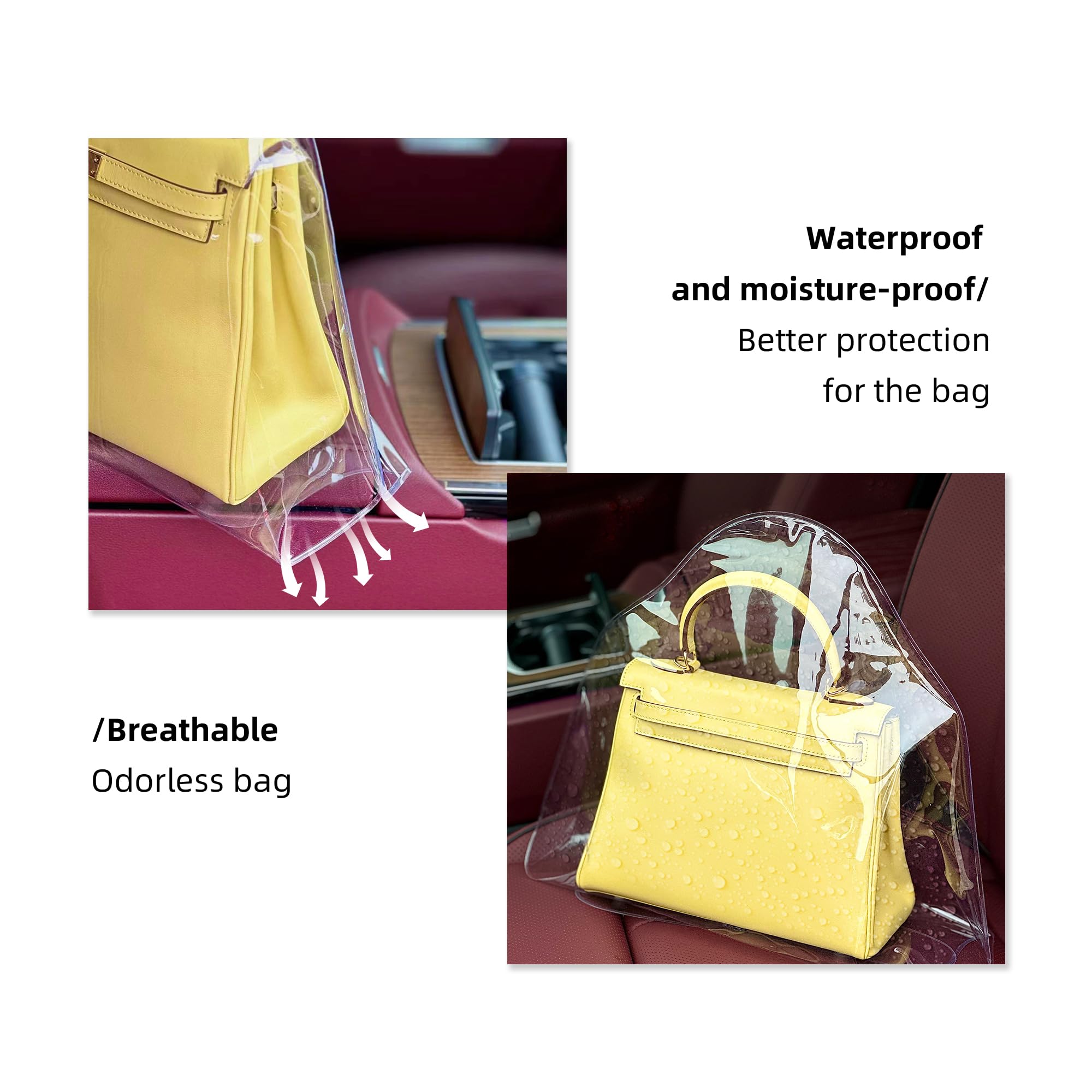 DGAZ Bolsas transparentes para el polvo para bolsos de lujo, bolsa de almacenamiento impermeable, protector de bolso ligero