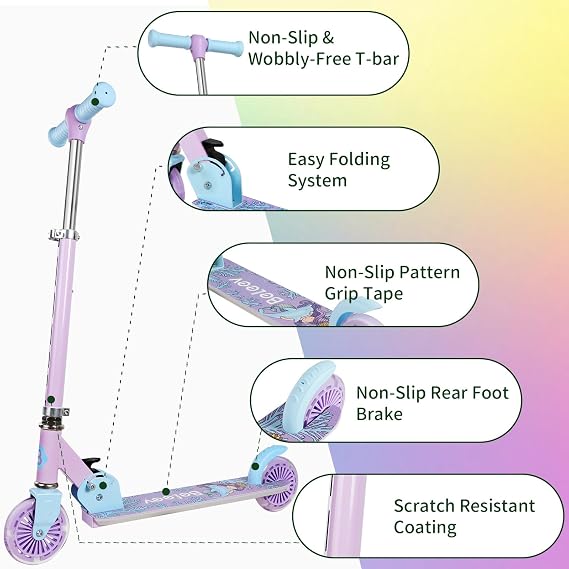 BELEEV Scooters for Kids Ages 3-12 with Light-Up Wheels & Stem & Deck & A8 Scooter for Kids Ages 3-12, 3 Wheel Folding Scooter