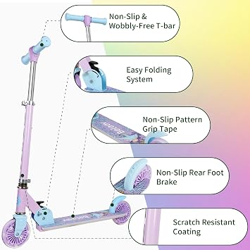 BELEEV Scooters for Kids Ages 3-12 with Light-Up Wheels & Stem & Deck & A8 Scooter for Kids Ages 3-12, 3 Wheel Folding Scooter