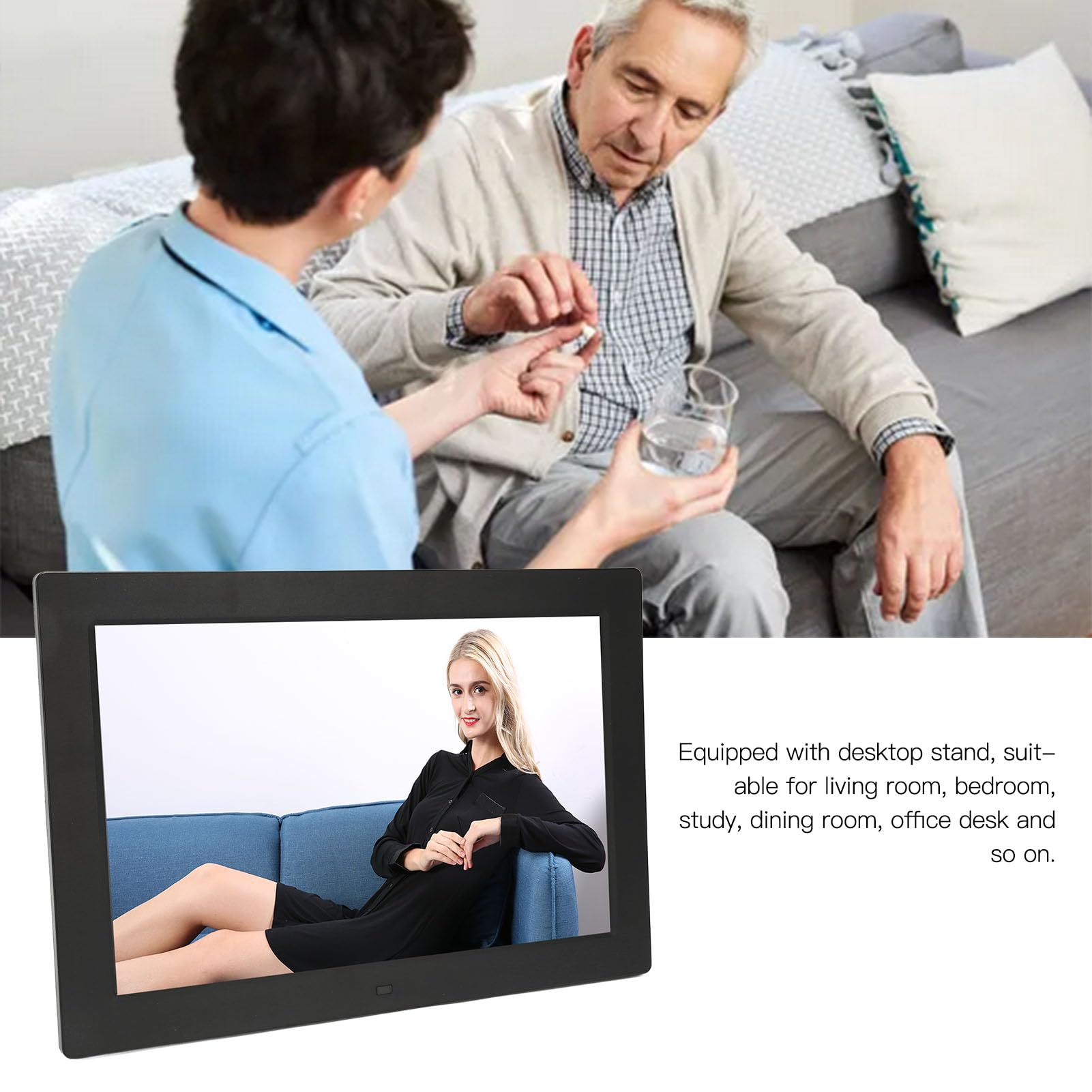 El Mejor Reloj para Personas Mayores, Reloj Calendario Digital de Alta Resolución de 12 Pulgadas con 12 Recordatorios de Alarma, Atenuación Automática, Configuración de (Enchufe