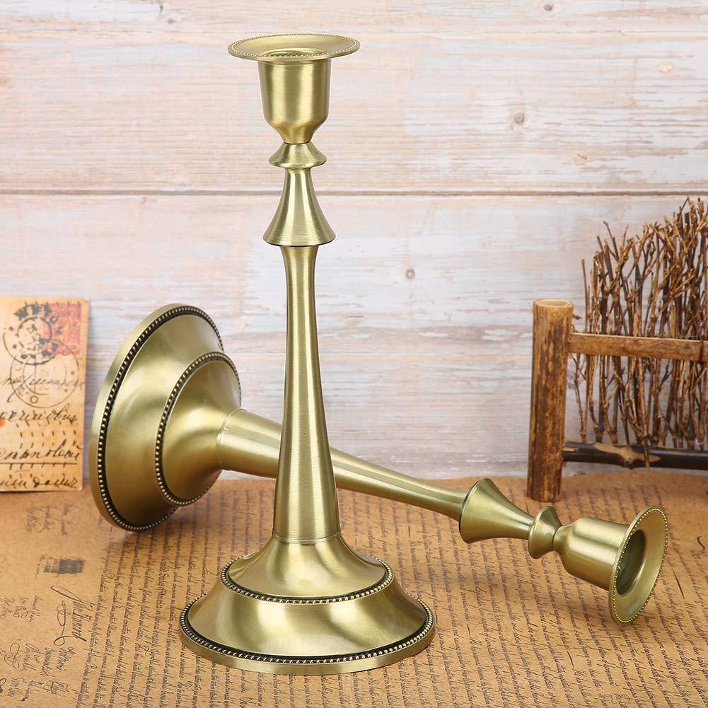 2 Pezzi Portacandele Portacandele Stile Europeo Portacandele Conico a Testa Singola per Candelieri, Centrotavola per Matrimoni, Pranzi, Feste, Lega di Zinco(Patina Verde)