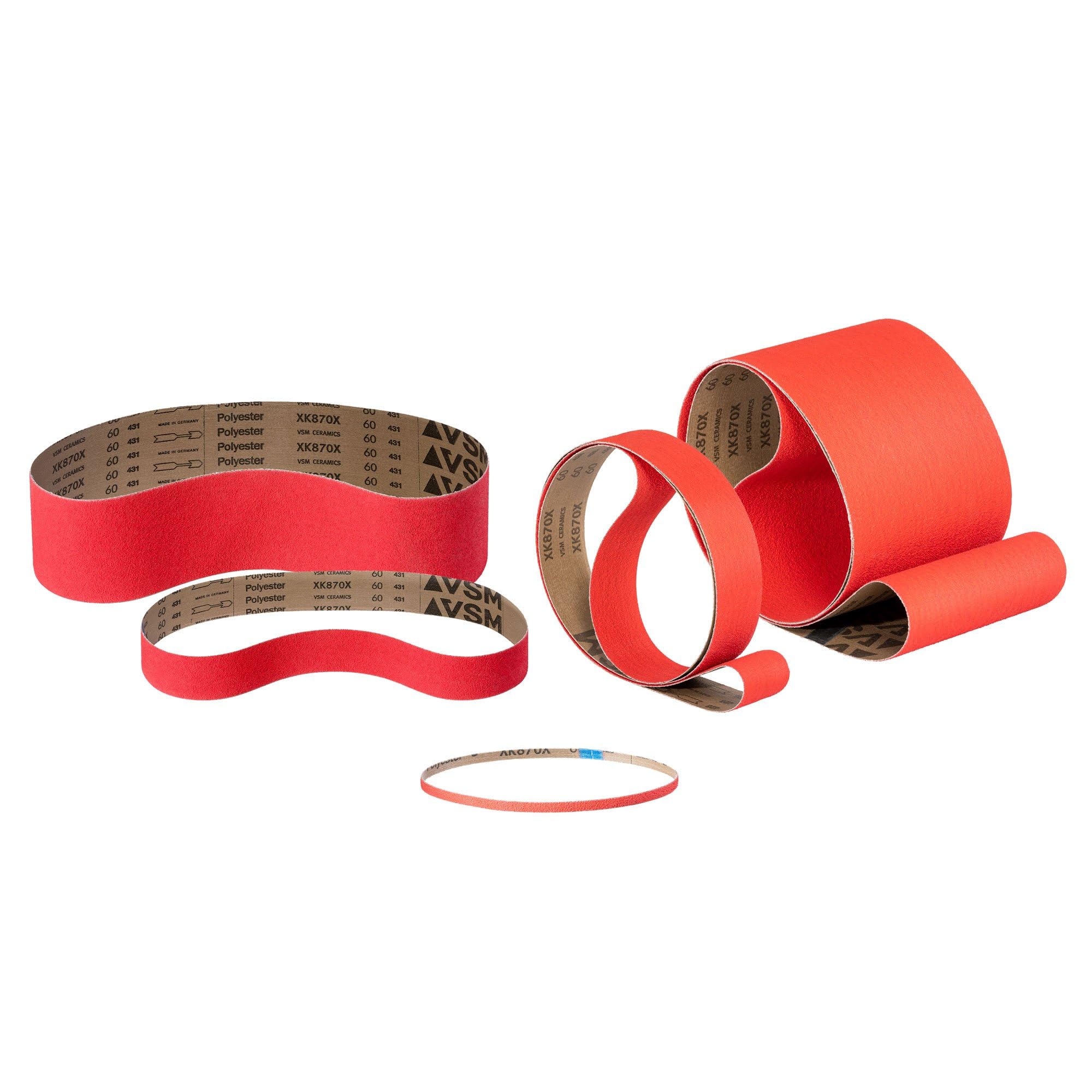 VSM XK870X - Cinta de lija (100 x 3500 mm, grano P50, 20 unidades, grano cerámico agresivo para metal y acero inoxidable), base de tejido resistente, resistente al agua, bandas de lijado profesionales