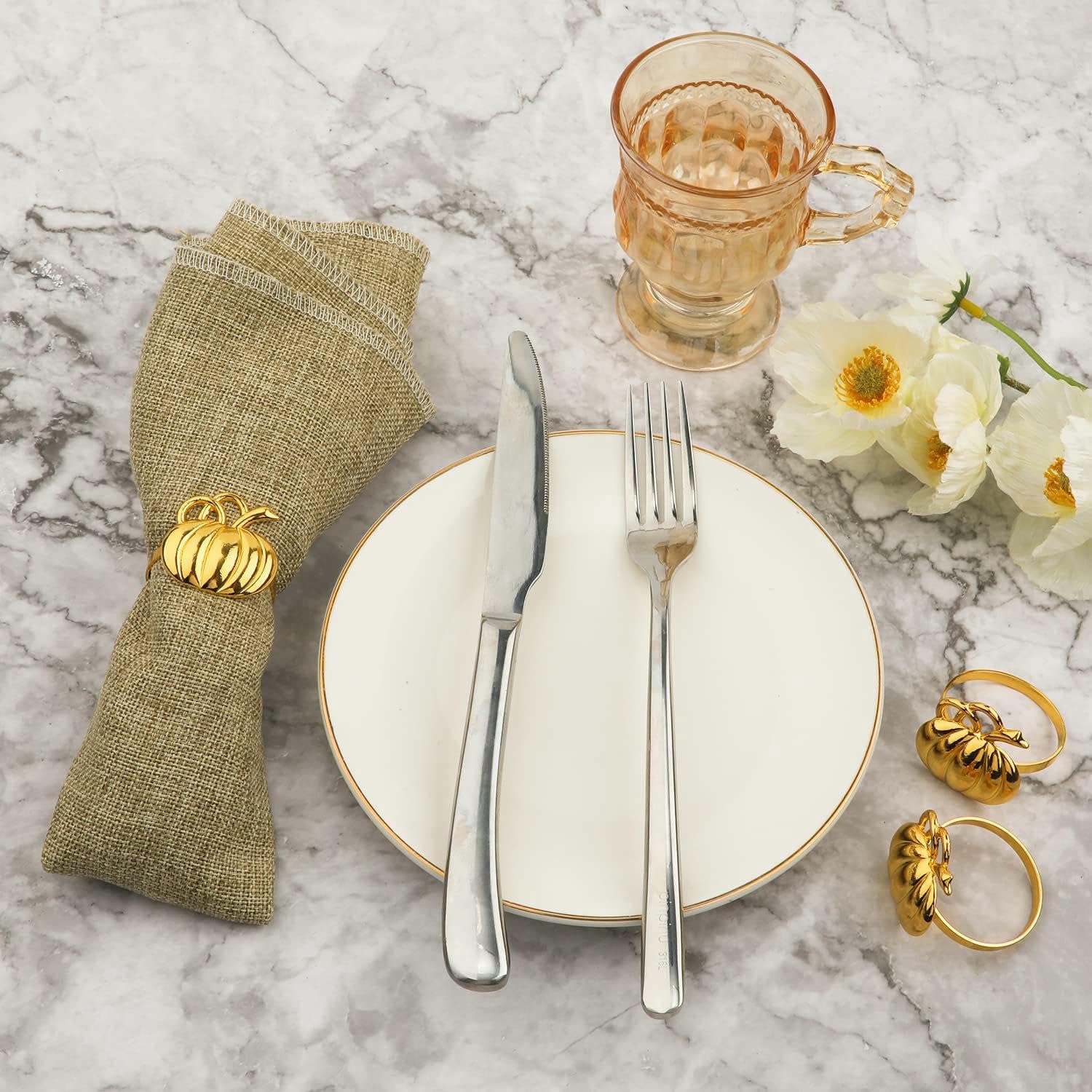 Tischdekoration 50Er Pack Kürbis Serviettenringe Hotel Geschenke Familienessen Dinnerparty Gold