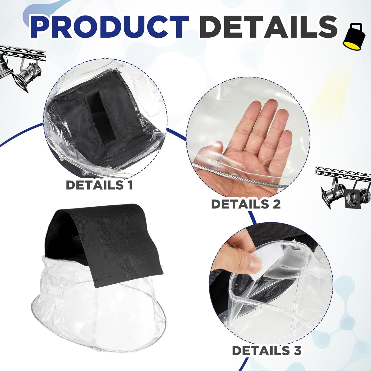 8 Pack Stage Light Outdoor LED Par Rain Covers Stage Lights Cover for Head Light Waterproof Par Covers for LED Par Lights