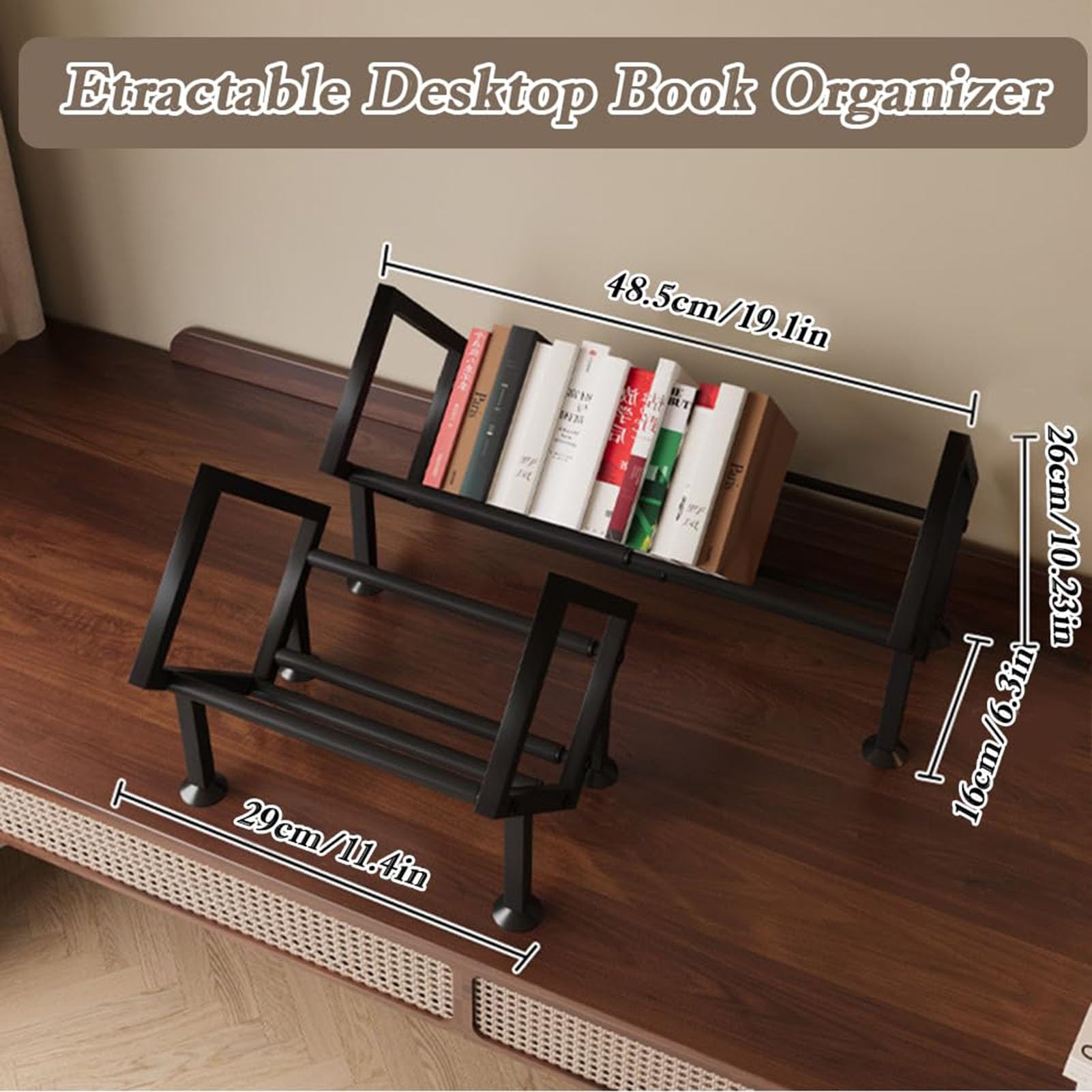 Libreria Inclinabile Espandibile, Organizer Da Scrivania Espandibile, Libreria Da Scrivania In Metallo Per Piccoli Spazi, Organizer Da Scrivanias Per Esporre CD/riviste/libri(Black)