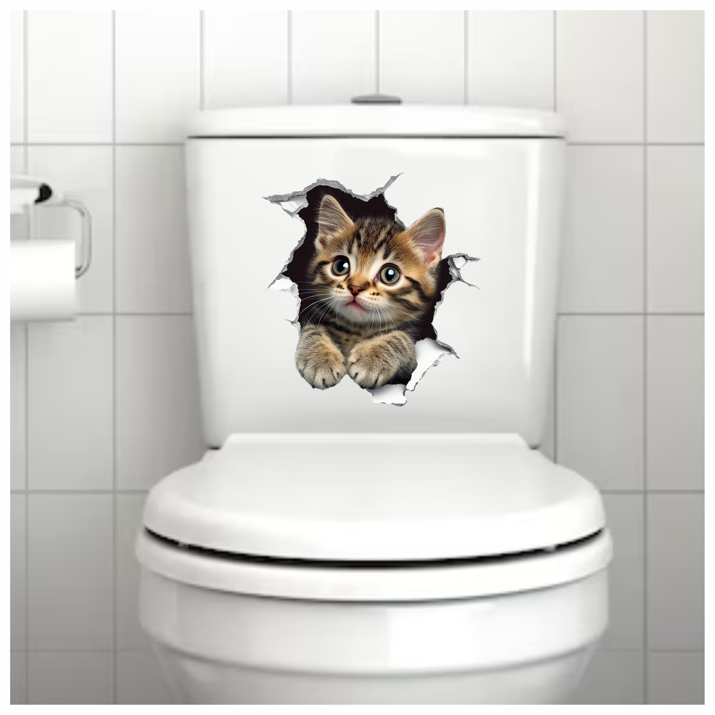 x4 Savannah Brown Cat Vinyl Stickers Cover Marks Non Transparent Waterproof Kitten Decals 1@20cm Tall & 3@7cm Tall Ideal for Toilet Car Phone case - Image 2