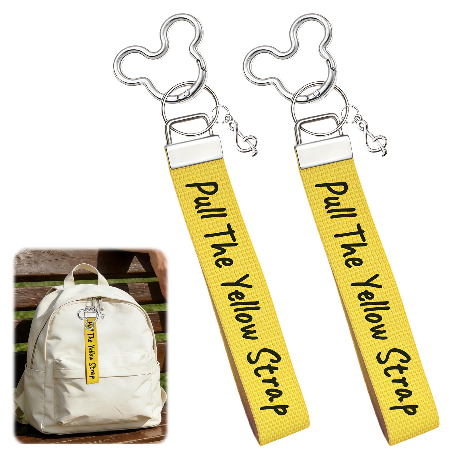 2 Pack Pull The Yellow Strap Keychain - Start Your Adventure, Nostalgic Amusement Park Accessory (modern 2)