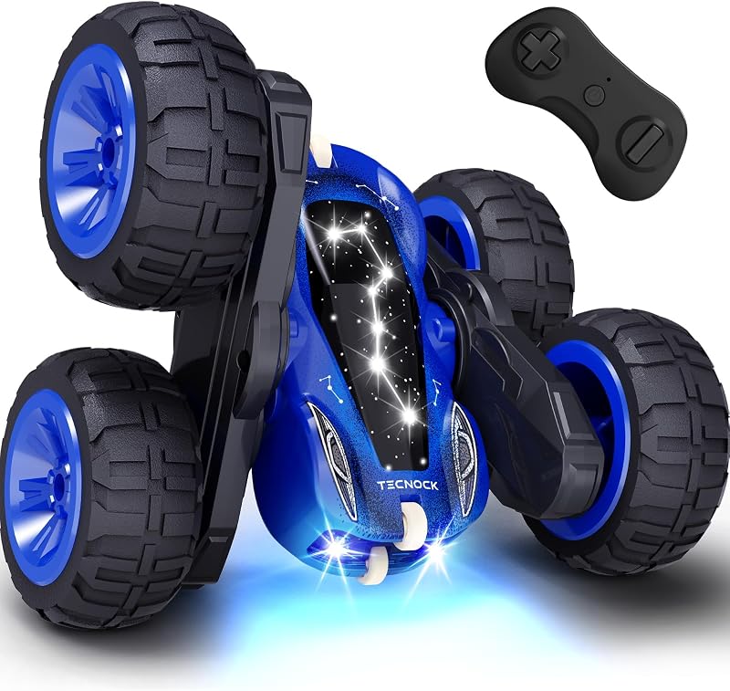 Tecnock auto de control remoto, autos RC de 2,4 GHz con USB-C de fácil carga, 4 WD de doble cara gira y gira 360° RC Stunt Car, juguetes regalo para niños y niñas de 6 a 8 años, 8 a 12 años
