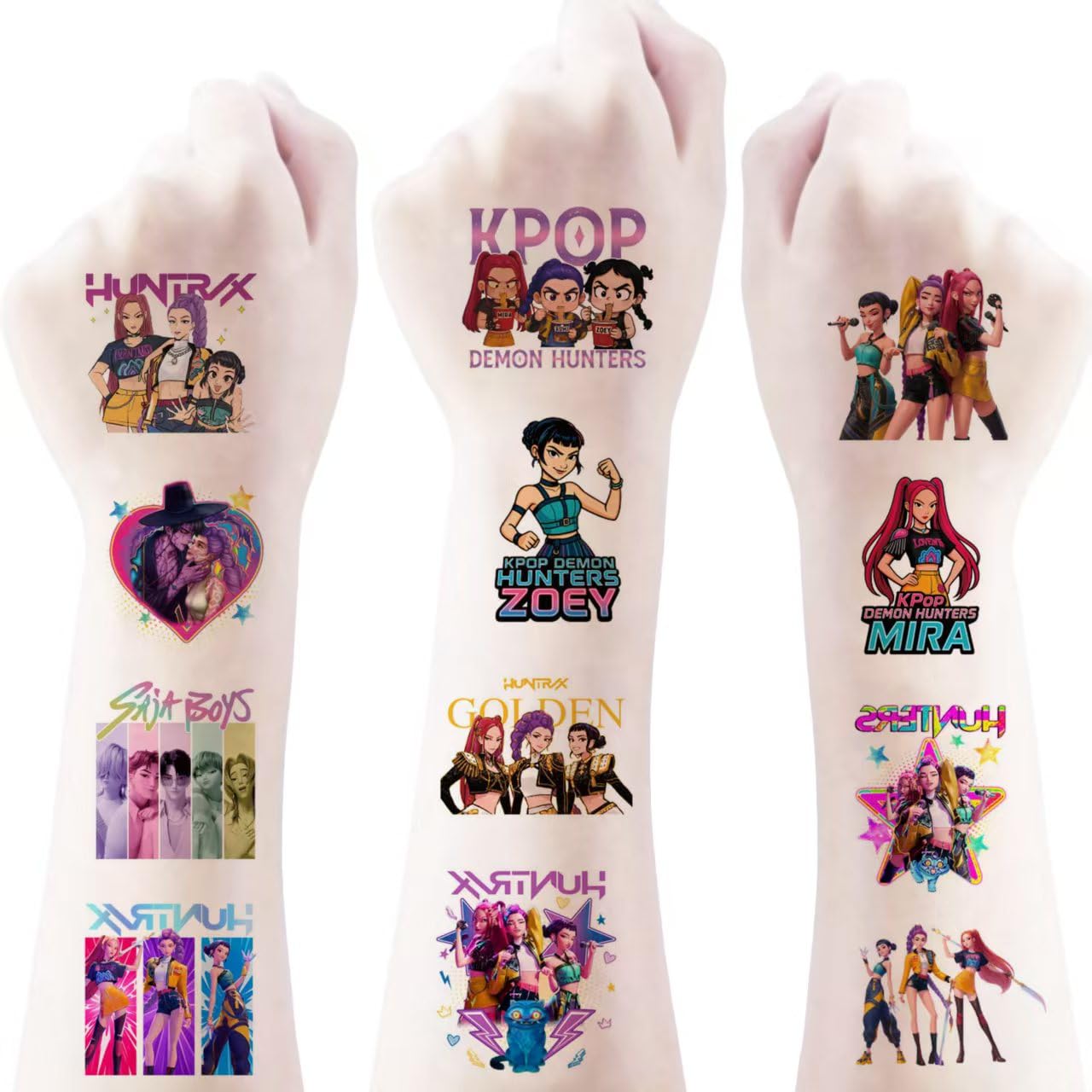 AGOODTO 40pcs Sheets K.p.op D.e.m.on Temporary Tattoos for Kids. Cartoon K.p.o.p H.u.n.te.rs Birthday Party Favors Gifts for Girl Boys Home Activity