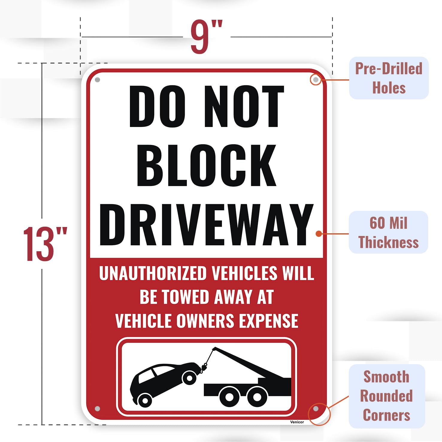 SmartSign Metallschild 'Do Not Block Driveway' – Reflektierend, 45,7 X 30,5 Cm, Aluminium-Verbundstoff
