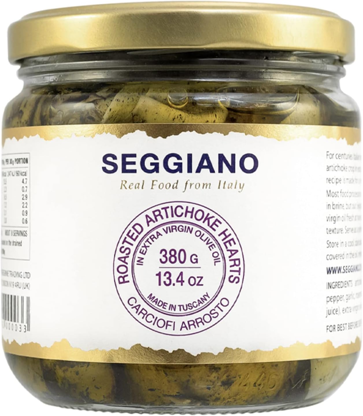 Seggiano Roasted Artichoke Hearts in Extra Virgin Olive Oil, 380 g
