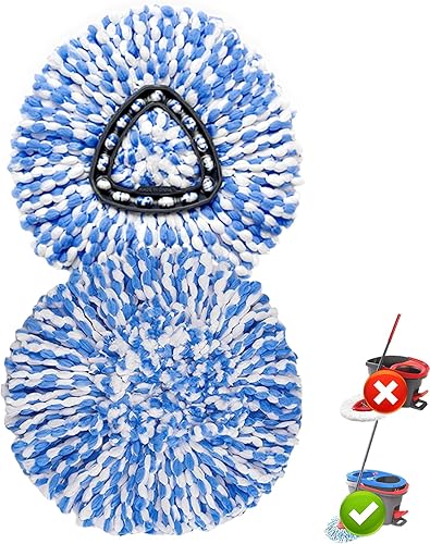 Paquete de 2 cabezales de repuesto de trapeador giratorio, solo apto para sistema RinseClean de 2 tanques, repuesto de cabezal de repuesto de