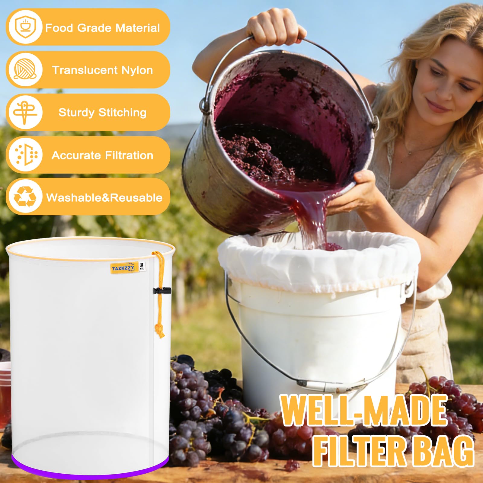 5 Gallon Filter Bag - 25 Micron Mesh Strainer -3