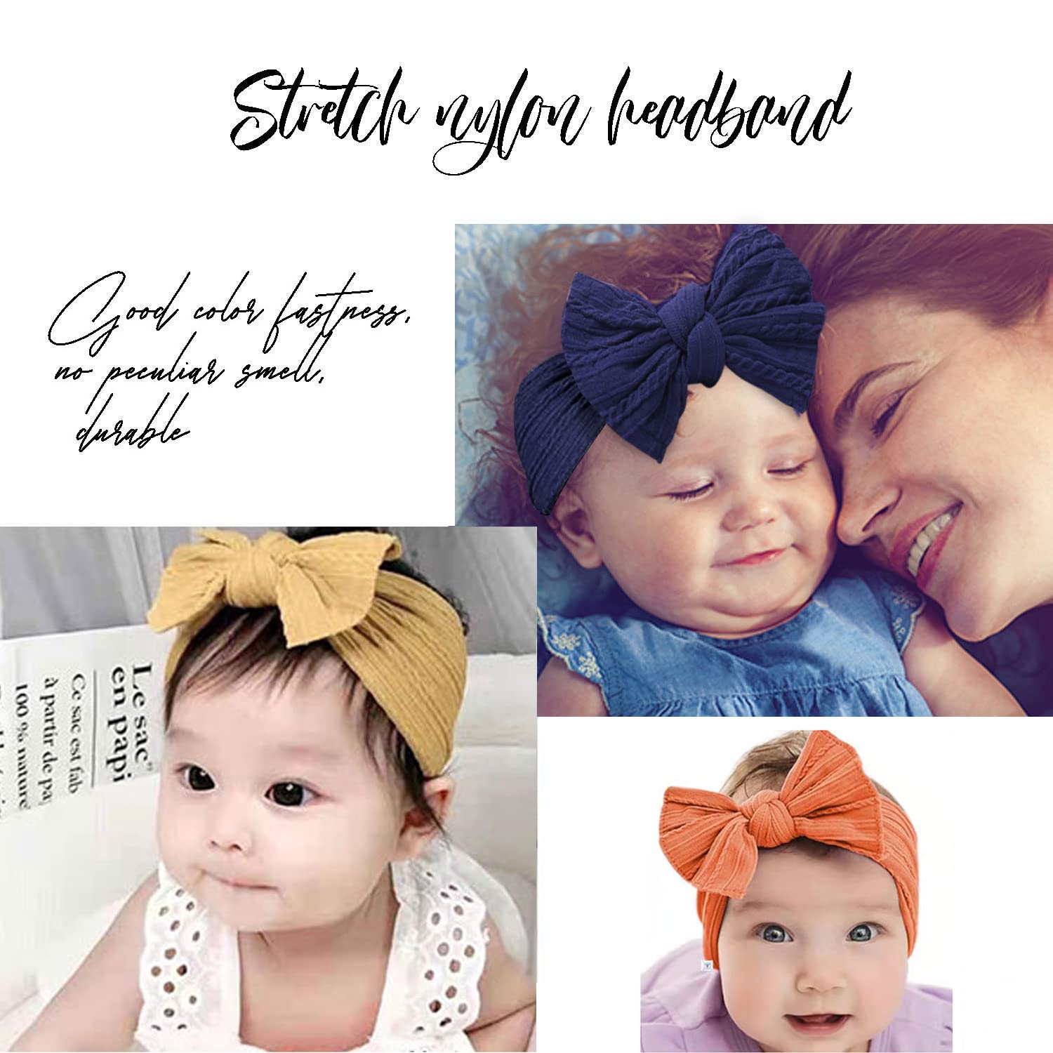 Fasce Capelli Neonata 8 Pezzi - Morbide E Regolabili Con Fiocco - Accessori Bambina - Foto 4