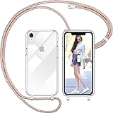 Liquid Silikon Handykette Hülle für iPhone XR Hülle Silikon Necklace(abnehmbar) Hülle mit Kordel zum Umhängen Handy Schutzhülle mit Band(Regenbogen, 6.1')