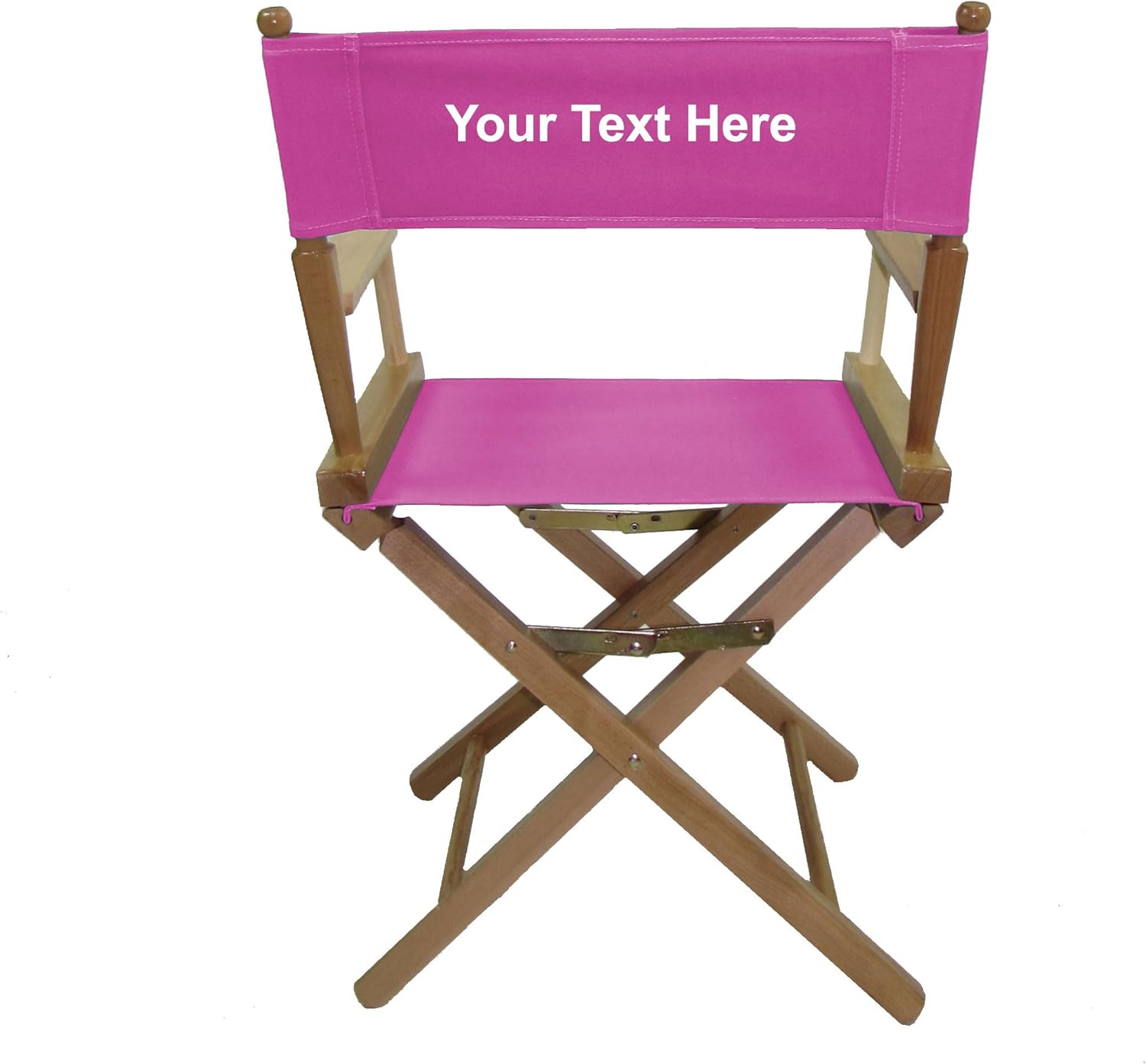 Personalized Imprinted TLT Contemporary 18 Inch Table Height Natural Frame Director's Chair - Pink