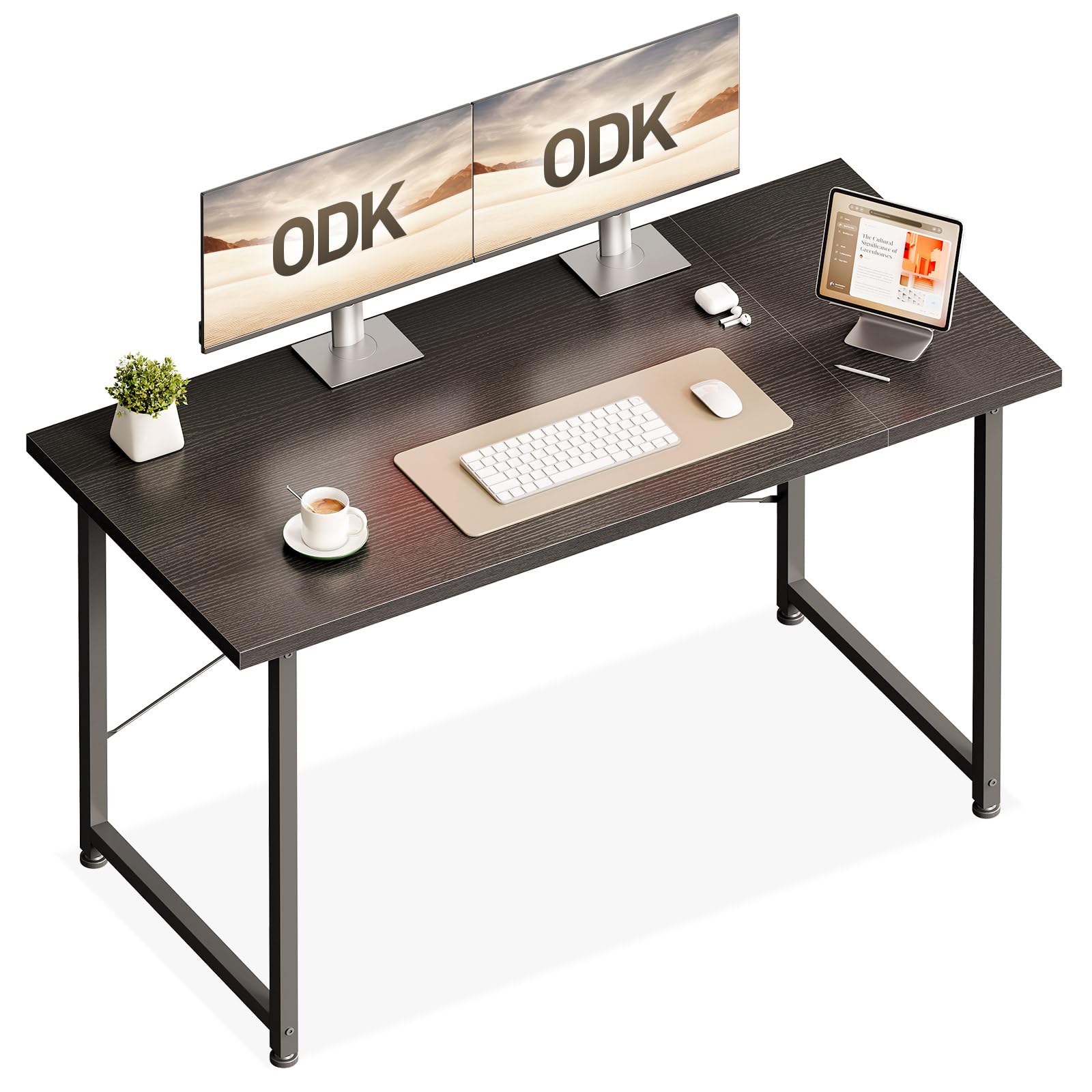 ODK Kleiner Schreibtisch, 120 × 48 cm, Computertisch, Bürotisch, Schwarz