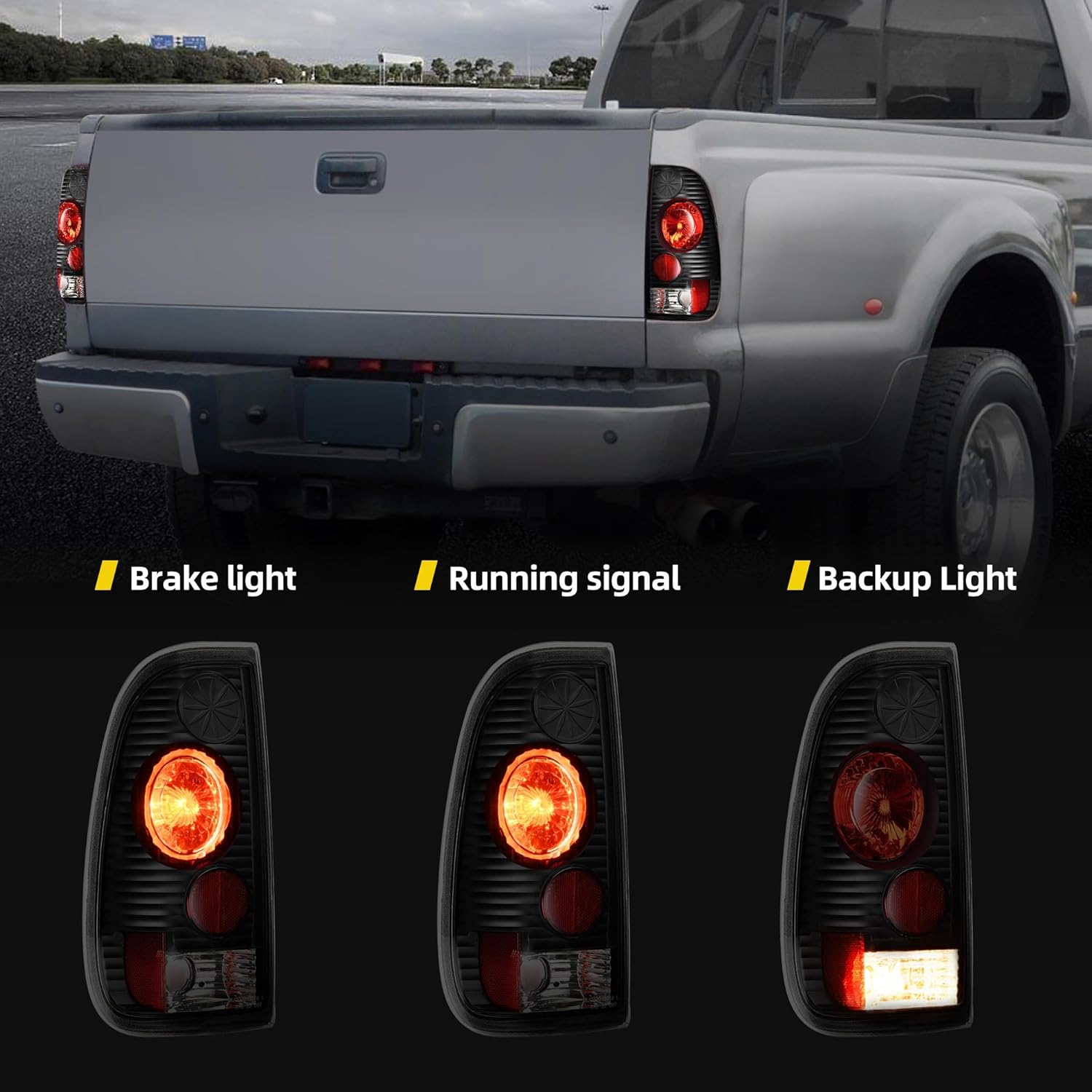 DWVO Tail Lights Compatible with 1997 1998 1999 2000 2001 2002 2003 Ford F-150/97 98 99 F-250 F-350 F-450 F-550 Super Duty Fits Styleside Models Only DO NOT Fit Flareside Models Taillights